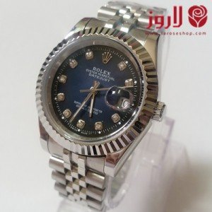 Rolex Watch - Silver with Dark Blue Background